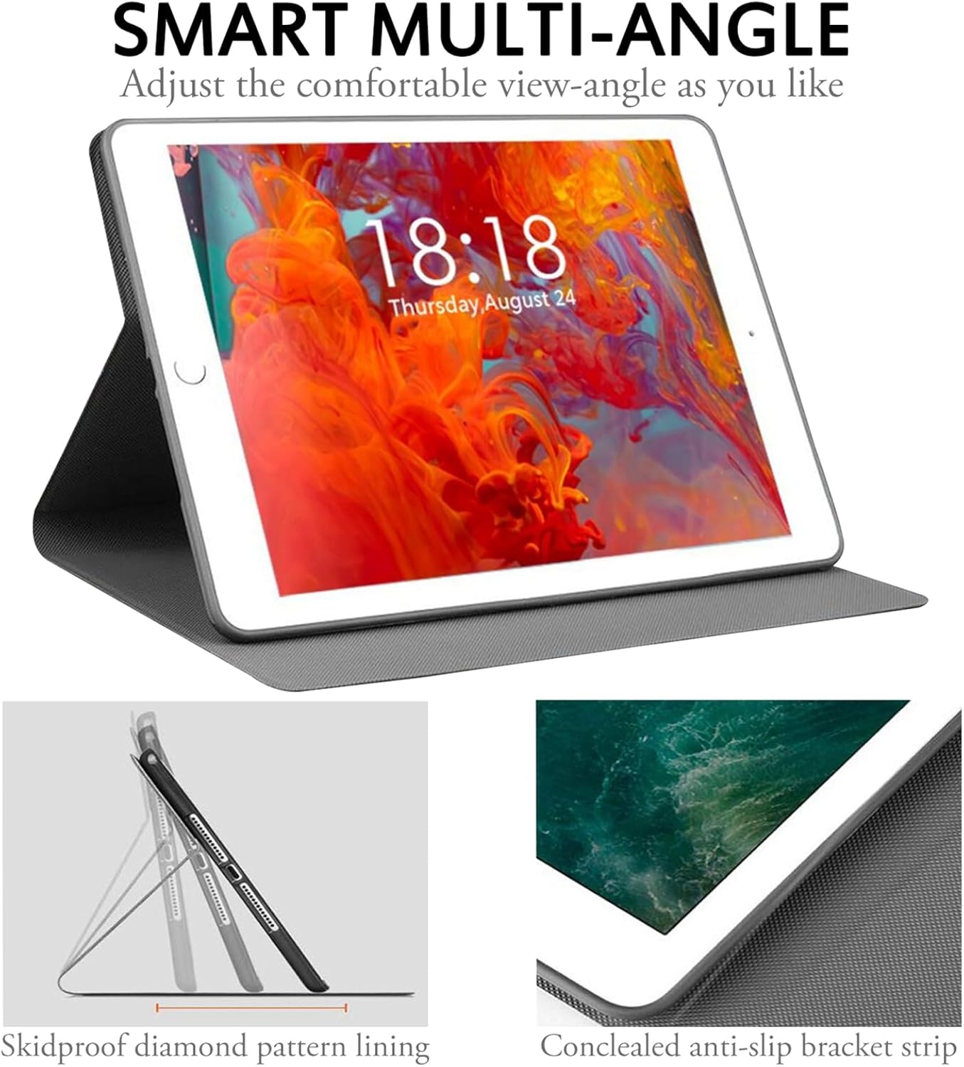 Dachshund Coffees Case for Ipad 10.2 Inch, Ipad 7th/8th/9th Generation Case Premium Pu Leather Stand Cover Case,Multi-Angle View Adjust Stand with Auto Sleep Wake Shockproof Protective Cover - Image 4