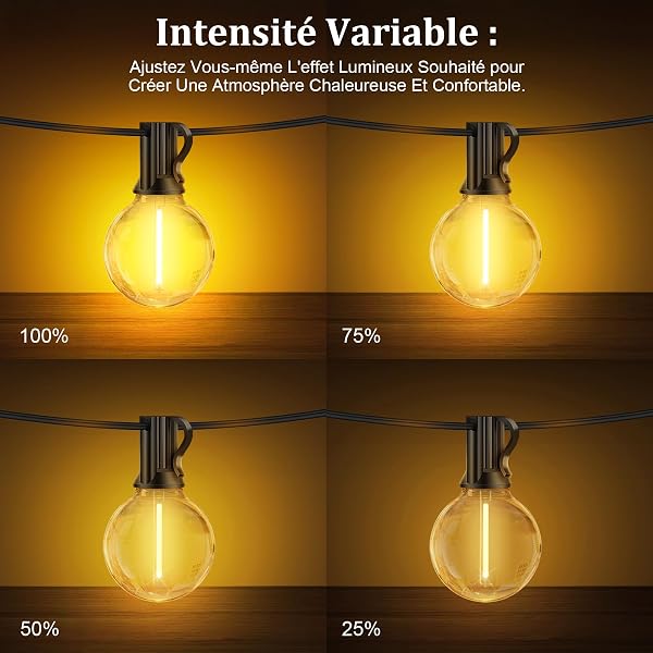 Guirlande Lumineuse Guinguette Exterieur 20M - G40 65.5FT LED Ampoules de Guirlandes Jardin Lumiere Exterieure Connectable IP44 Imperméable Guirlande Lumières Extérieur Terrasse Pergola Balcon - 4
