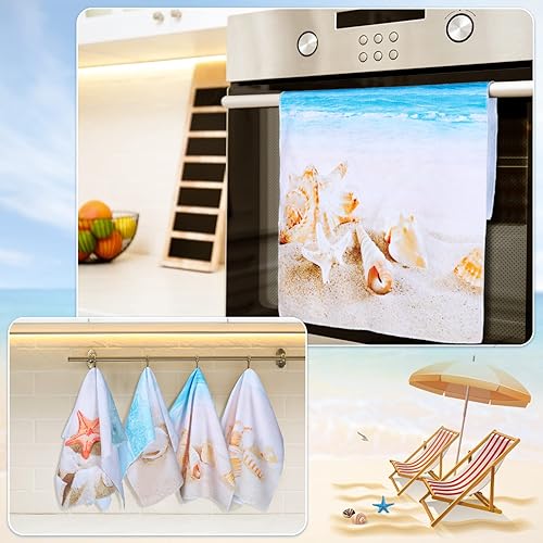 Miniatura 7 de Tegeme 4 paños de cocina para playa, toallas de mano costeras, regalos temáticos de playa con temática de mar, decoración de baño para el hogar, 16