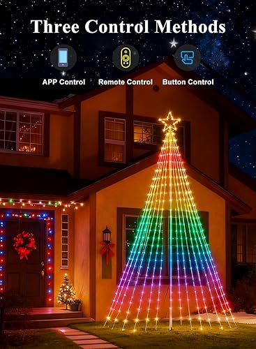 Miniatura 5 de Luces de árbol de Navidad de 17 pies con 564 LED, cadena de luces RGB que cambian de color con control remoto y aplicación inteligente, más de 52