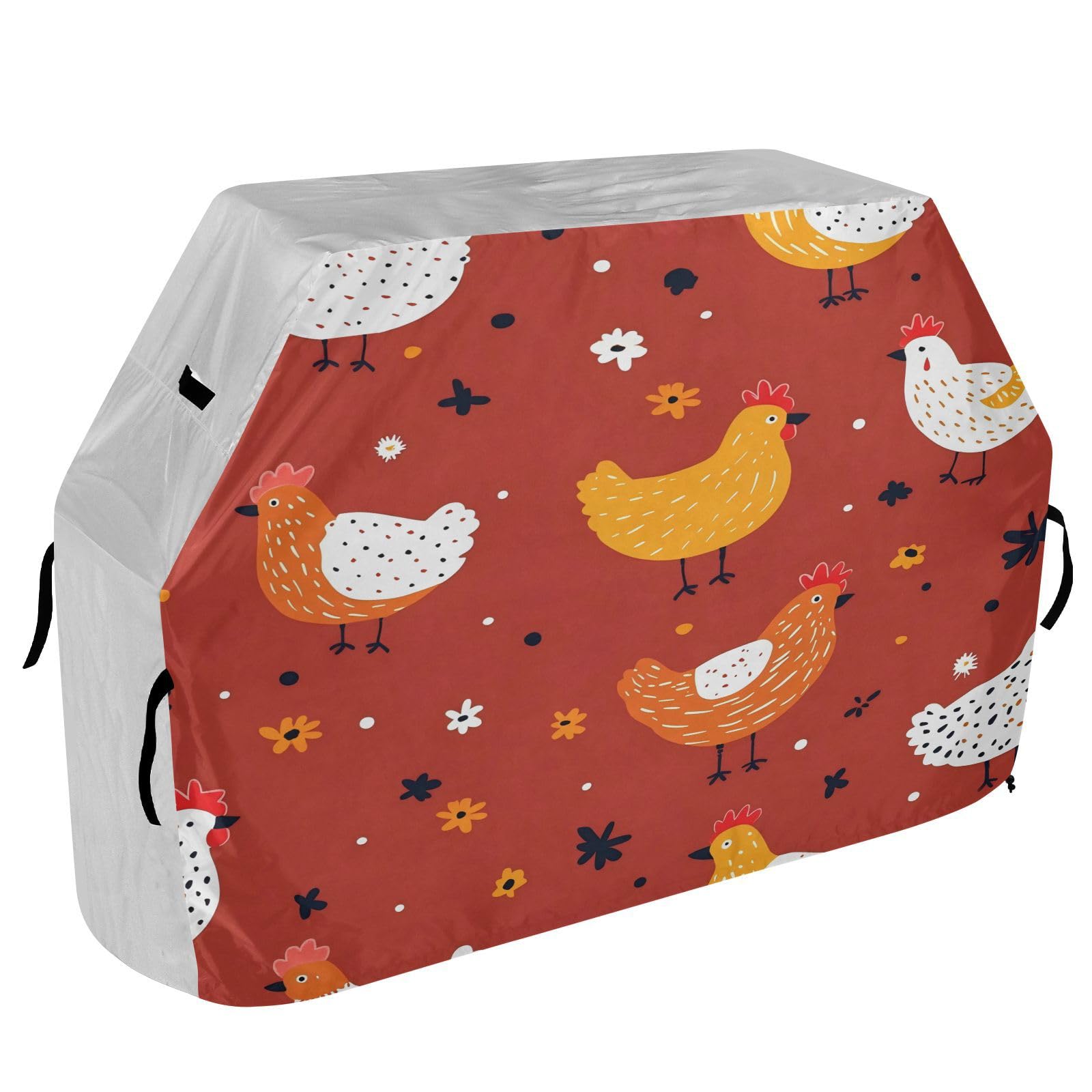 Fundas para ahumadores de 65 pulgadas, resistentes a la nieve, para exteriores, dibujadas a mano, color rojo pollo