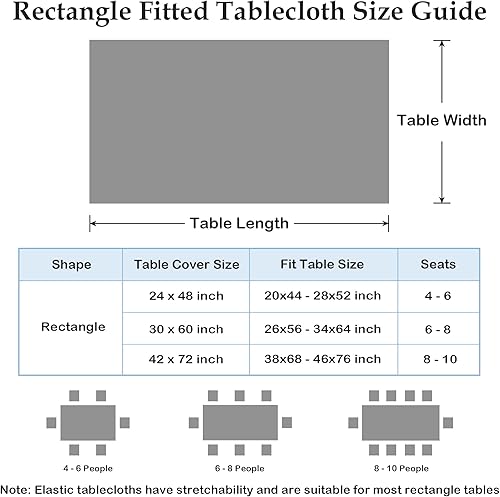 Miniatura 149 de Wolkemer Mantel cuadrado ajustable de elastano elástico negro para mesa de cóctel, borde elástico, para comedor, boda, fiesta, picnic, 34 x 34
