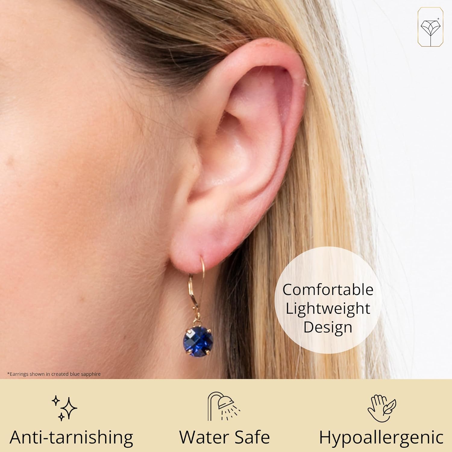 Solid 10K Yellow Gold Gemstone Stud Earrings for Women | 5mm Birthstone Heart Earrings with Push Backs | Anti Tarnish Small 14K Gold Stud Earring for Women by MAX + STONE - Image 4