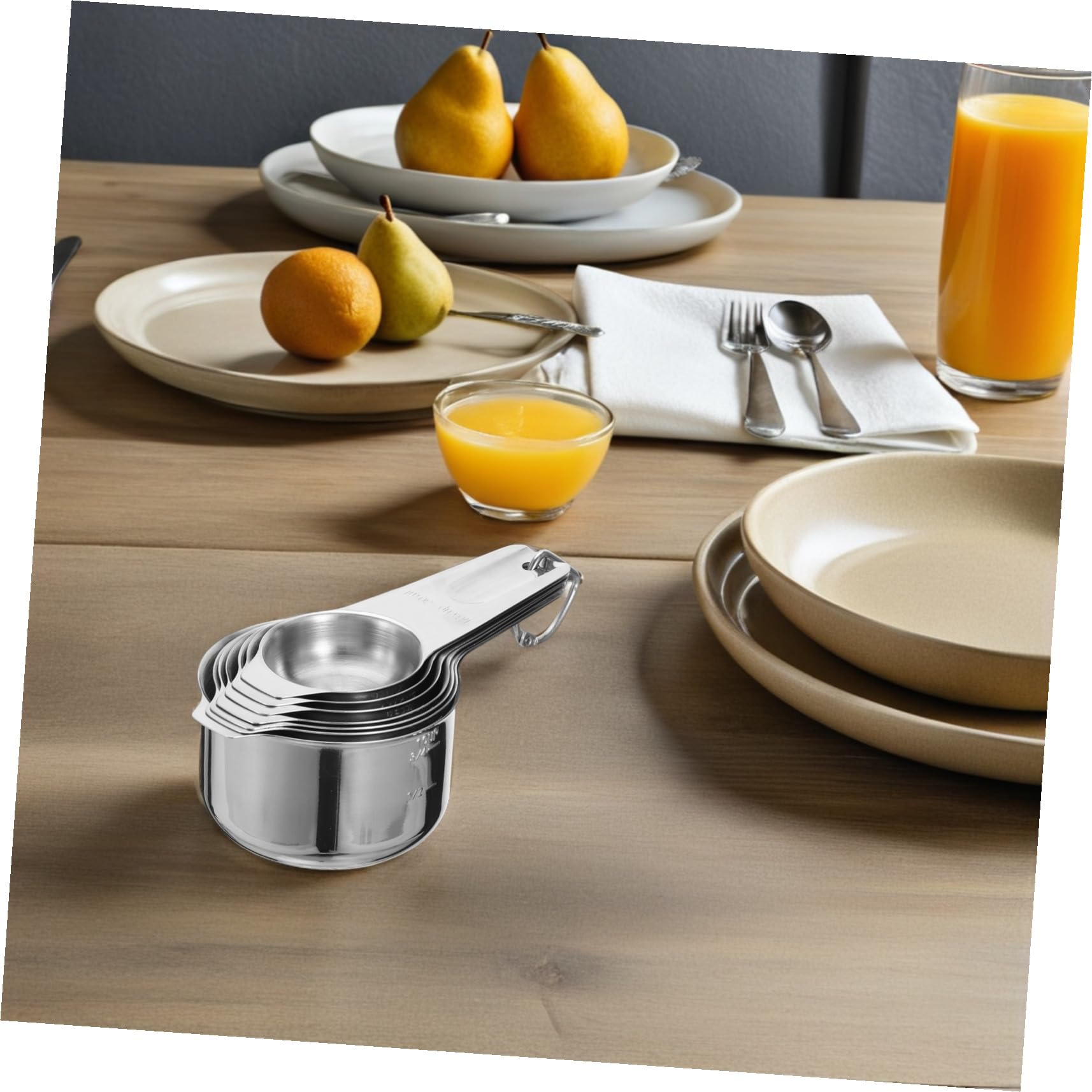 2 ensembles Set de Ustensiles Cuisine Inox Tasses et Cuillères Doseuses Acier Inoxydable pour Mesurer Liquides et Poudres Cuisine et Pâtisserie