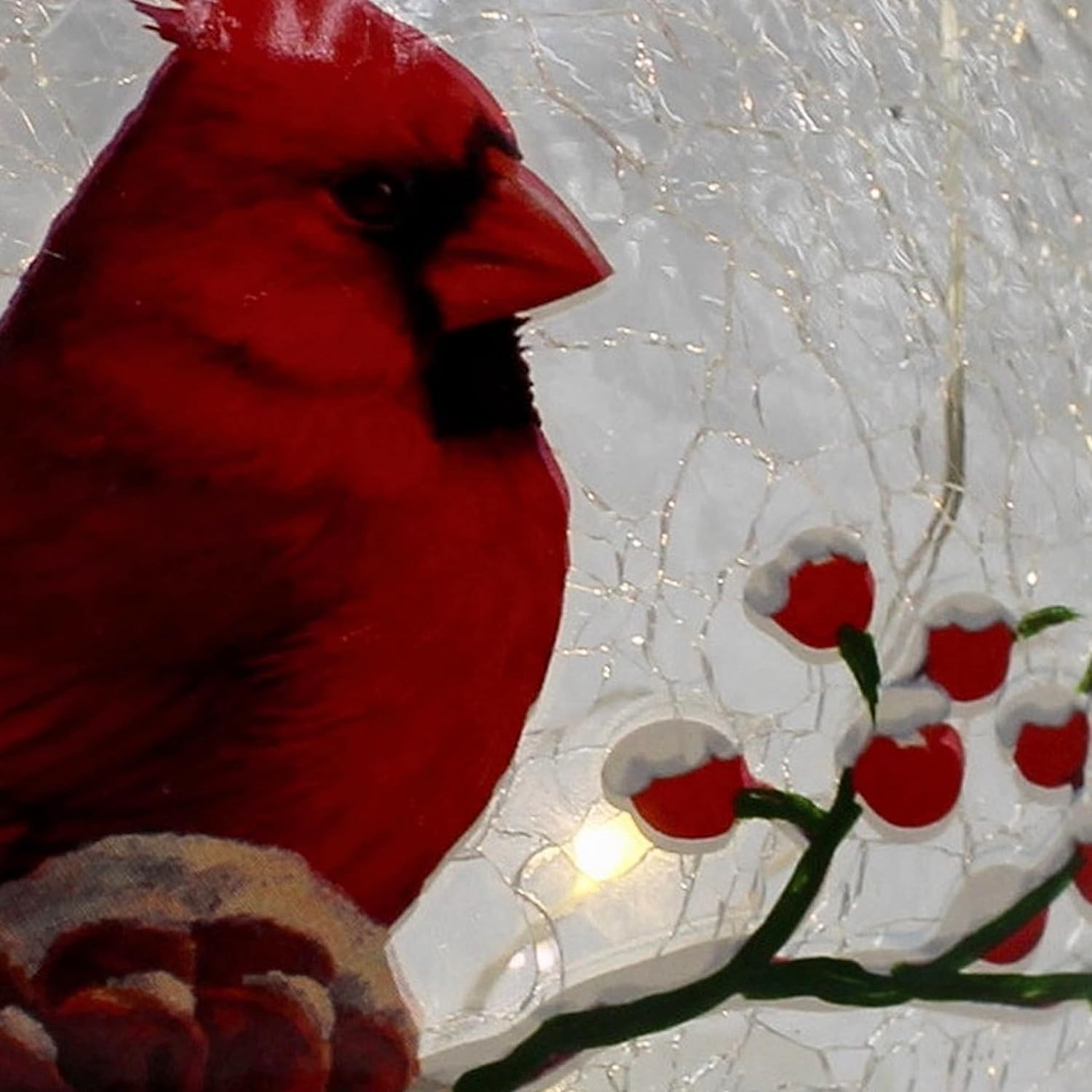 Gift Essentials Cardinal with Pine Cones Crackle Glass Globe - LED Christmas Light Up Glass Home Decor - Battery Operated Orb Lamp - Requires 3 AA Batteries (Not Included) - Image 7