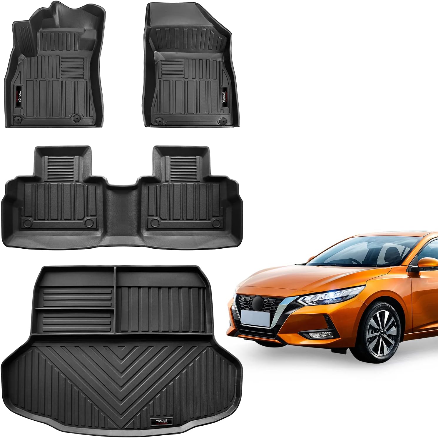 All Weather Floor Mats & Cargo Liner Set Compatible for Nissan Sentra 2020-2025 2026 Accessories (for 20-26 Nissan Sentra)