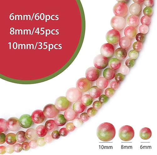 Miniatura 3 de 45 cuentas de piedras preciosas naturales de turmalina sandía natural de 0.315 pulgadas (0.315 in), cuentas redondas sueltas para la fabricación de