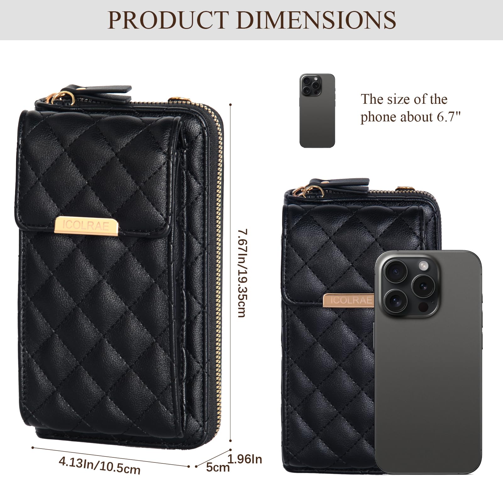 ICOLRAE Small Crossbody Bags for Women Trendy Cell Phone Purse Vegan Leather Wallet with Credit Card Slots