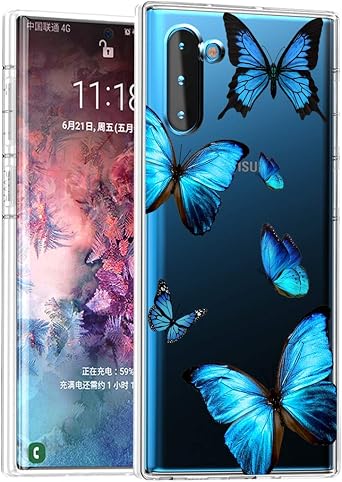 Case for Galaxy Note 10 Case/for Samsung Note 10 5G Case Clear Case for Girls Women, Soft TPU Shockproof Protective Transparent Phone Case Cover for Samsung Galaxy Note 10 5G Butterfly