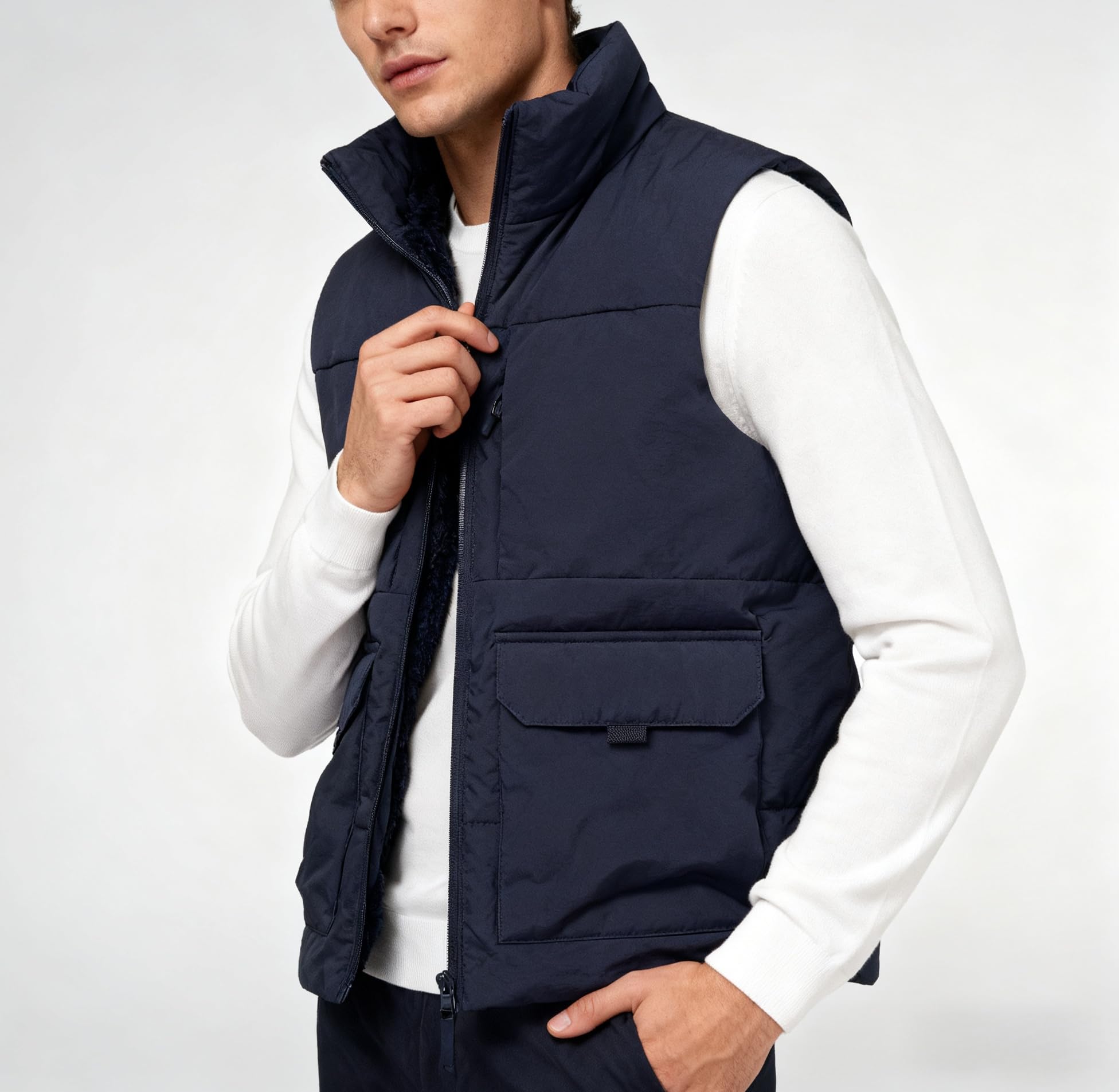 Gilet Da Uomo,Gilet Imbottito Invernale Caldo Da Uomo, Foderato In Pile Spesso, Senza Maniche, Leggero, Antivento, Con Collo Alto, Per Viaggi, Escursionismo, Golf