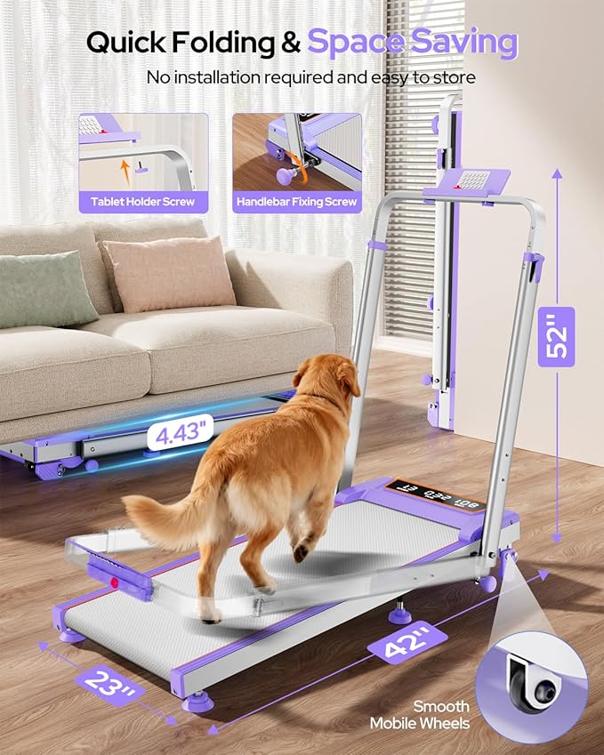 Caminadora Eléctrica Plegable con Inclinación 12% y Barra Ajustable Color Morado miniatura 8