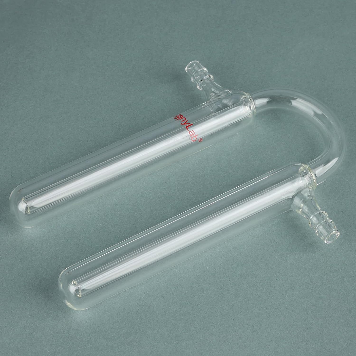 stonylab U-Shape Glass Gas Bubbler, Reverse Flow U-Shape Oil Bubbler Glass Adapter with Two Reservoirs, 10 mm Hose Connection, High Borosilicate Glass for Lab Gas Reaction, Purification, and Drying