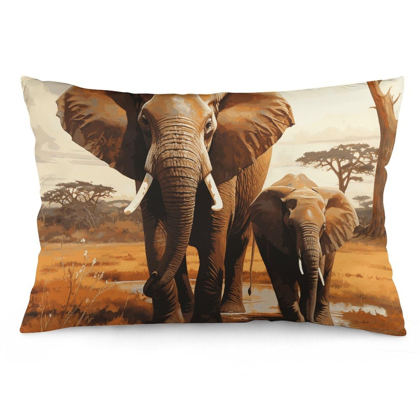 NTVOWPZO 2 Pack Decoration Throw Pillow Covers 16 "x24 Pillowcases Covers Elephant Family Pillowcases Modern Farmhouse Home Decor Sofa Cushions Covers for Couch Bed Living Room