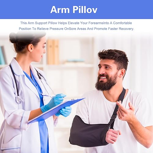 Miniatura 7 de Almohada de elevación de brazo gris con 2 bolsillos, almohada de apoyo ergonómica suave para reposamanos codo, almohada de cuña para brazos rotos,