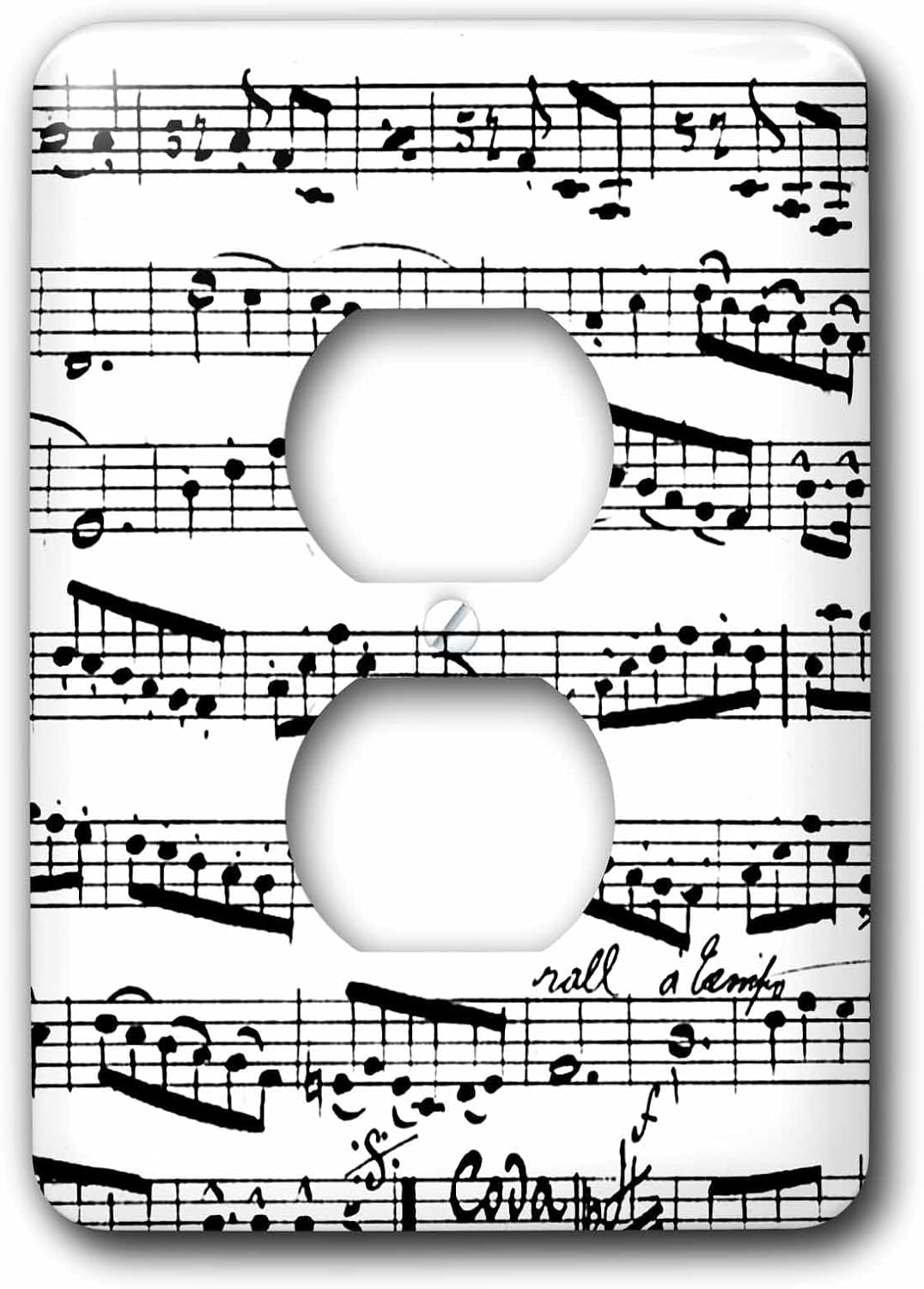 3dRose lsp_179702_6 Music Notes Pattern Black and White Piano Sheet Musical Notation Light Switch Cover