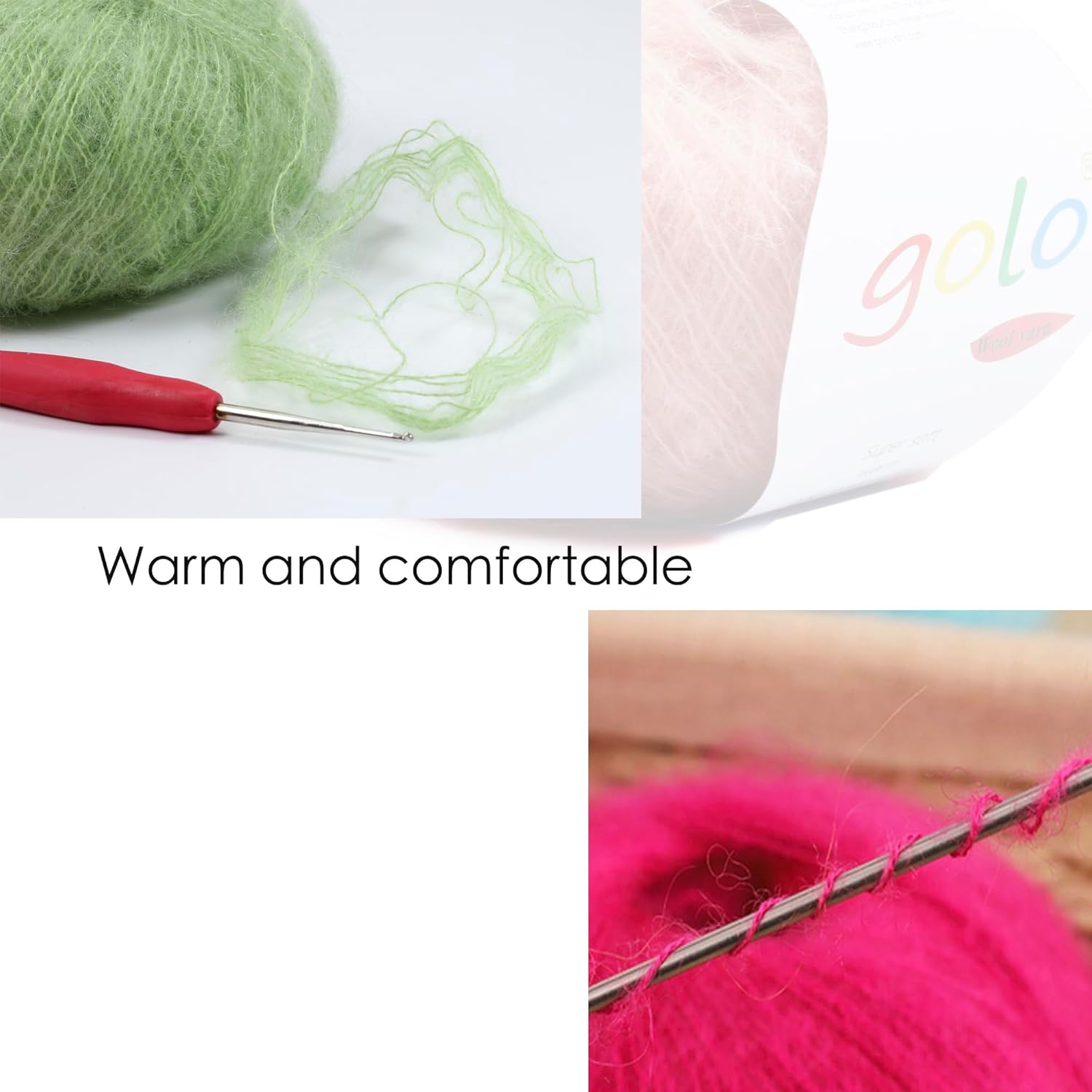 golo 3Balls Cashmere Mohair Yarn for Hand Weaving Wool Yarn for Hand kitting