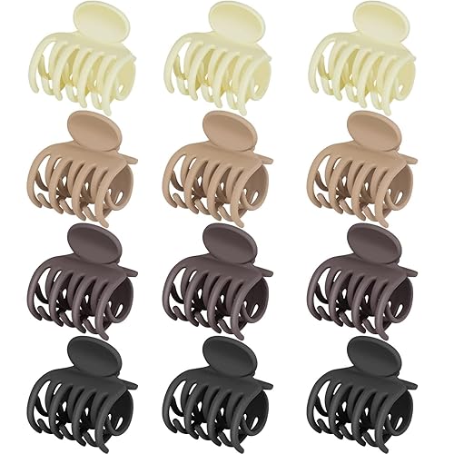 KAUND 12 pinzas para el pelo de 1.6 pulgadas para cabello fino, tamaño mediano, antideslizantes, mate, pinzas de mandíbula de dientes de doble fila