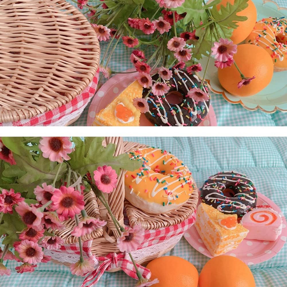 Orton Panier de pique-nique en osier style campagnard avec couvercle, poignée et doublures pour pique-niques, fêtes et barbecues