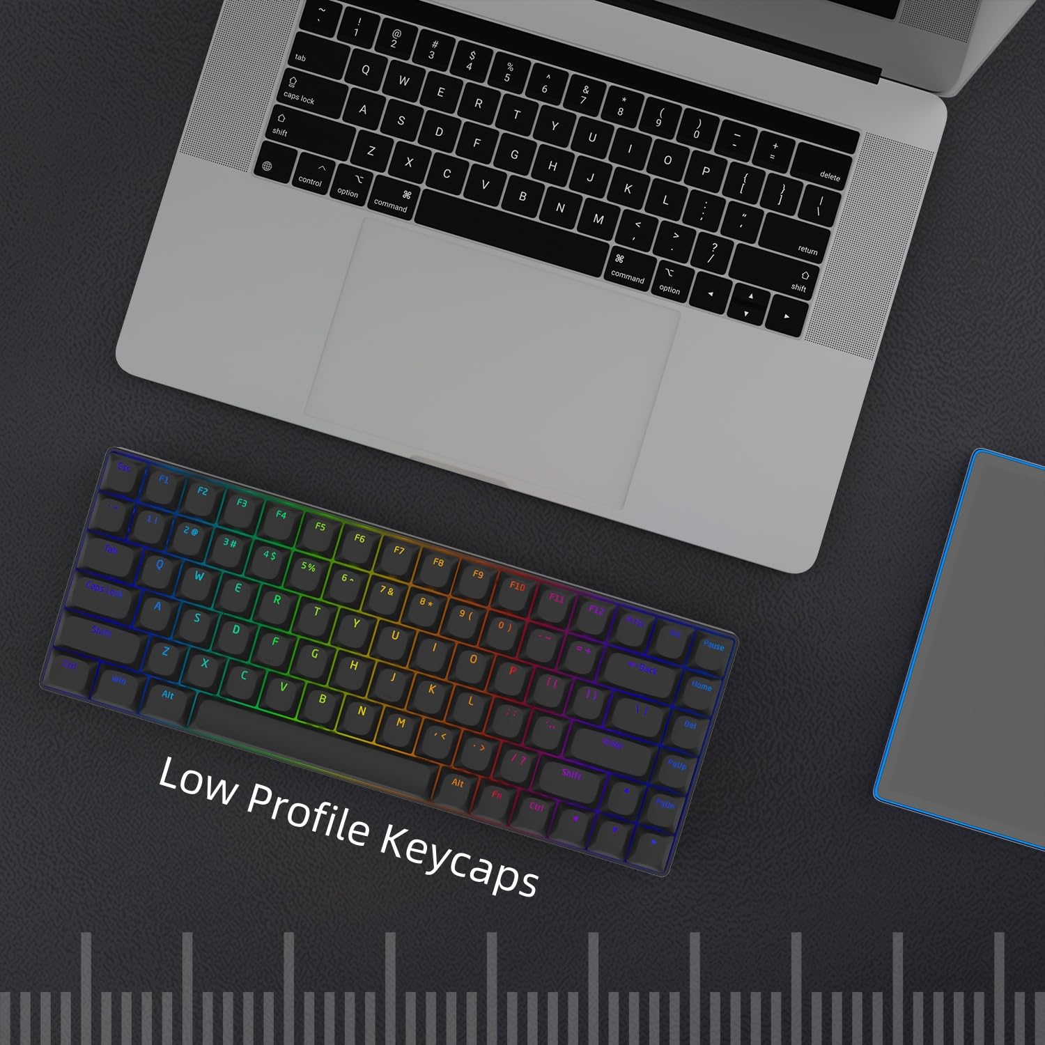 Low Profile Horizon 118 Keycaps, nakładki na klawisze Shine Through do 60% 65% 75% 80% 100% ANSI US Layout Cherry Gateron MX Switch mechaniczna klawiatura, czarna