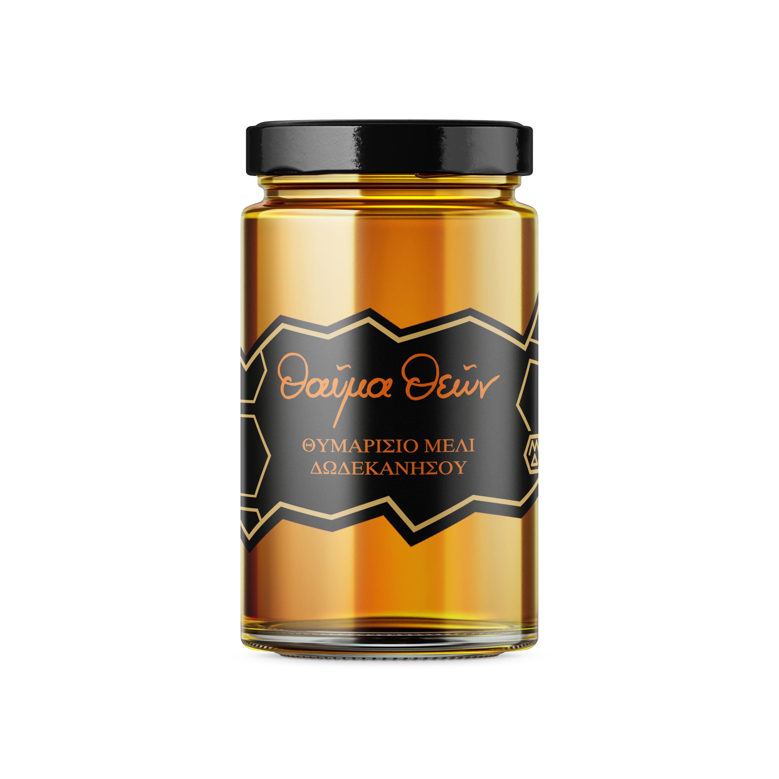 Melissokomiki Dodecanese Greek Thyme Honey “Miracle of Gods” 450g – Premium Rhodian Thyme Blossom Honey – Award-Winning Mediterranean Honey – Rich Aroma & Golden Colour