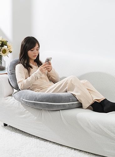 Miniatura 6 de INSEN Almohada de lectura, almohada de respaldo para sentarse en la cama para leer, cuidar y relajarse, almohada de lectura para adultos, madres