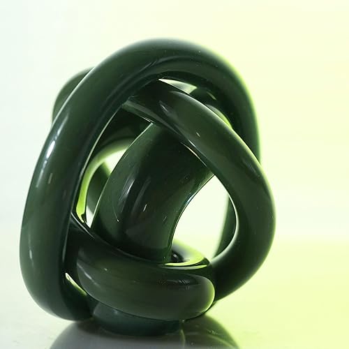 Miniatura 6 de Escultura abstracta de nudo serpentino de vidrio soplado a mano  Arte de vidrio azul profundo para decoración del hogar  Bola azul océano  Adornos