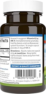 Carlson - Vitamin K2, MK-4 (Menatetrenone), Vitamin K Supplement, Bone & Heart Health, K2 Vitamin, Soy-free, 60 capsules