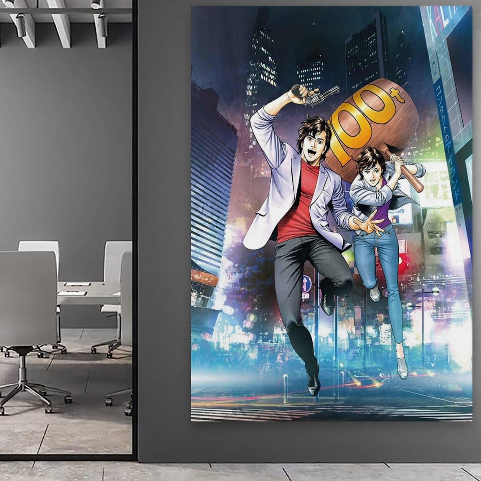 BBAUER Poster decorativo da parete con manga City Hunter, stampa artistica moderna su tela, poster decorativo per camera da letto, 40 x 60 cm