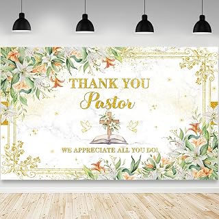Pastor Appreciate Day Backdrop Thank You for All You Do Pastor Photography Background Green Gold We Appreciate You Pastor Party Decorations Banner Photo Studio Props 70.8 x 43.3 inch