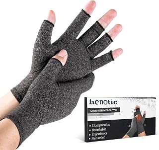 2 Pairs Arthritis Compression Gloves for Women Men, Fingerless Breathable & Moisture Wicking Compression Gloves for Relieving Carpal Tunnel Aches, Rheumatoid Pains, Joint Swell