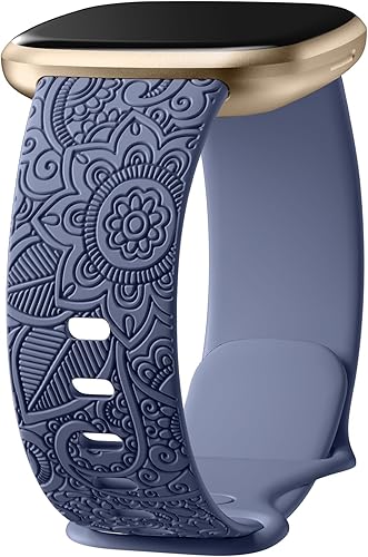 Vista 41 de Odbeai Correa compatible con correas Fitbit Versa 4/3 para mujer/Sense 2/Sense, bonita correa de repuesto suave con patrón floral bohemio para Negro
