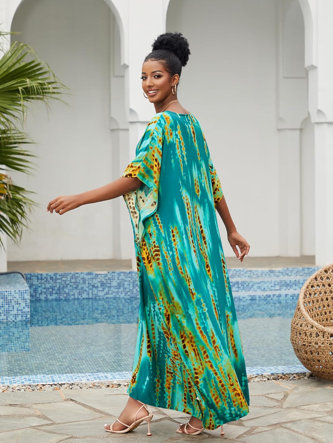 Kaftan for Women Plus Size Bathing Suit Cover up Batwing Dress Loose fit Moroccan Caftan mumu Dresses for Women - Image 5