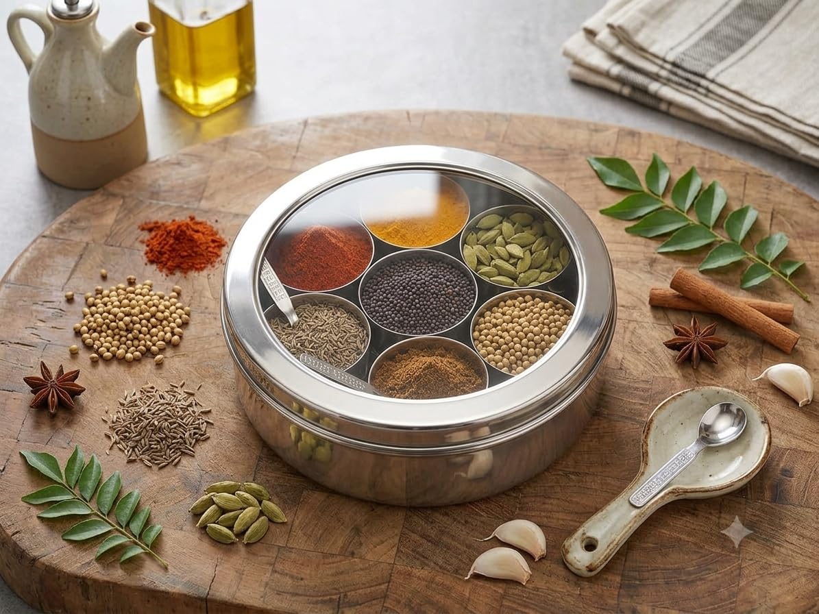 Amazon.com: MARU Colored Spice Box Stainless Steel Small | Masala