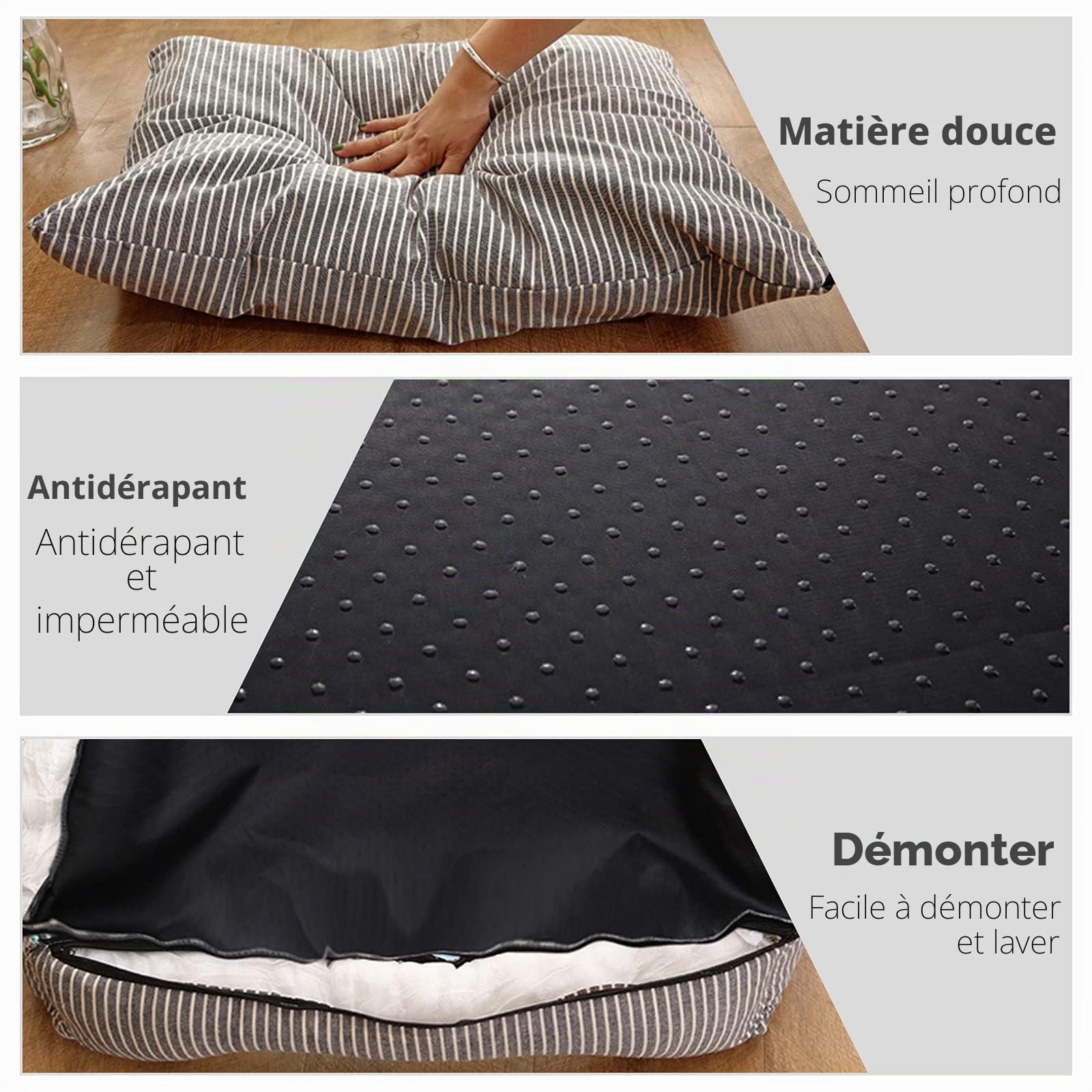 PETCUTE Panier pour Chien Durable et Confortable,Lavable Coussin pour Chien et Chats,Lavable en Machine,Respirant Lit pour Chien avec Antidérapant Bas,avec Couvercle Amovible