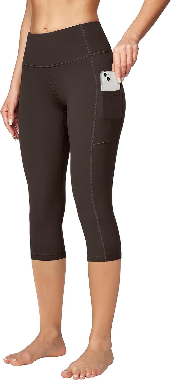 Ewedoos Capri Leggings with Pockets Tummy Control Capri Leggings for