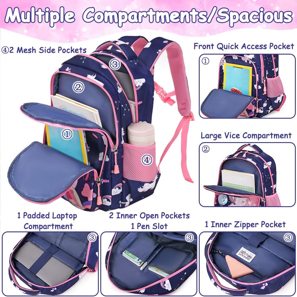 Meisohua Girls Backpack with Lunch Box 3 in 1 Set Kids Backpack for Girls Preschool Kindergarten Elementary School Backpack - Image 4