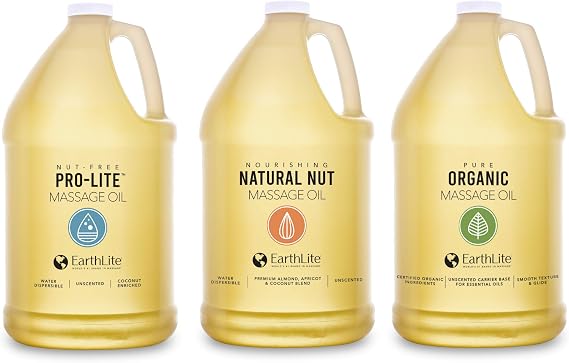 EARTHLITE Massage Oil PRO-LITE Plant-Based, Nut-Free, Unscented, High Performing