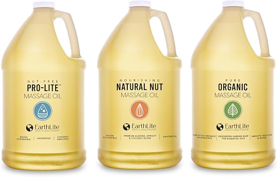 EARTHLITE Massage Oil PRO-LITE Plant-Based, Nut-Free, Unscented, High Performing