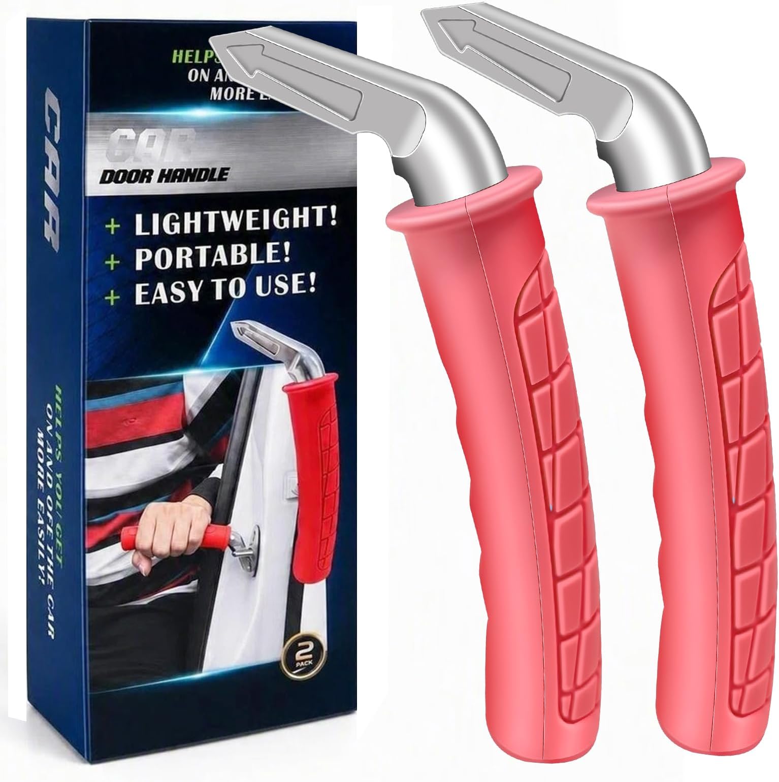 2 Pack Car Handle Assist for Elderly - Vehicle Support Handle - Auto Grab Bar Cane Support Aid - For All Vehicles - Portable Assistive Device for Seniors, Handicapped - Best Gifts For Elderly