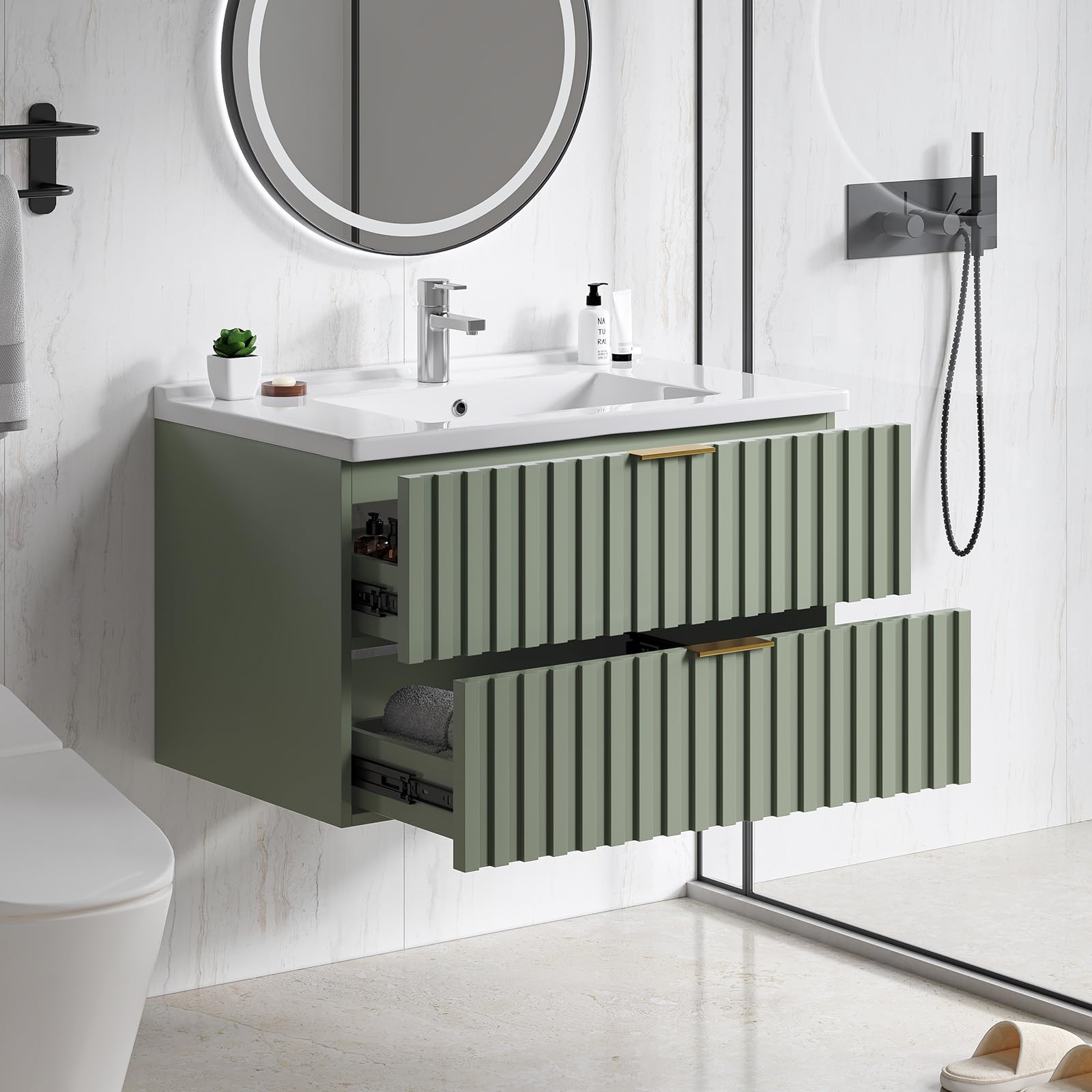 ONBRILL 30 Inch Green Floating Vanity
