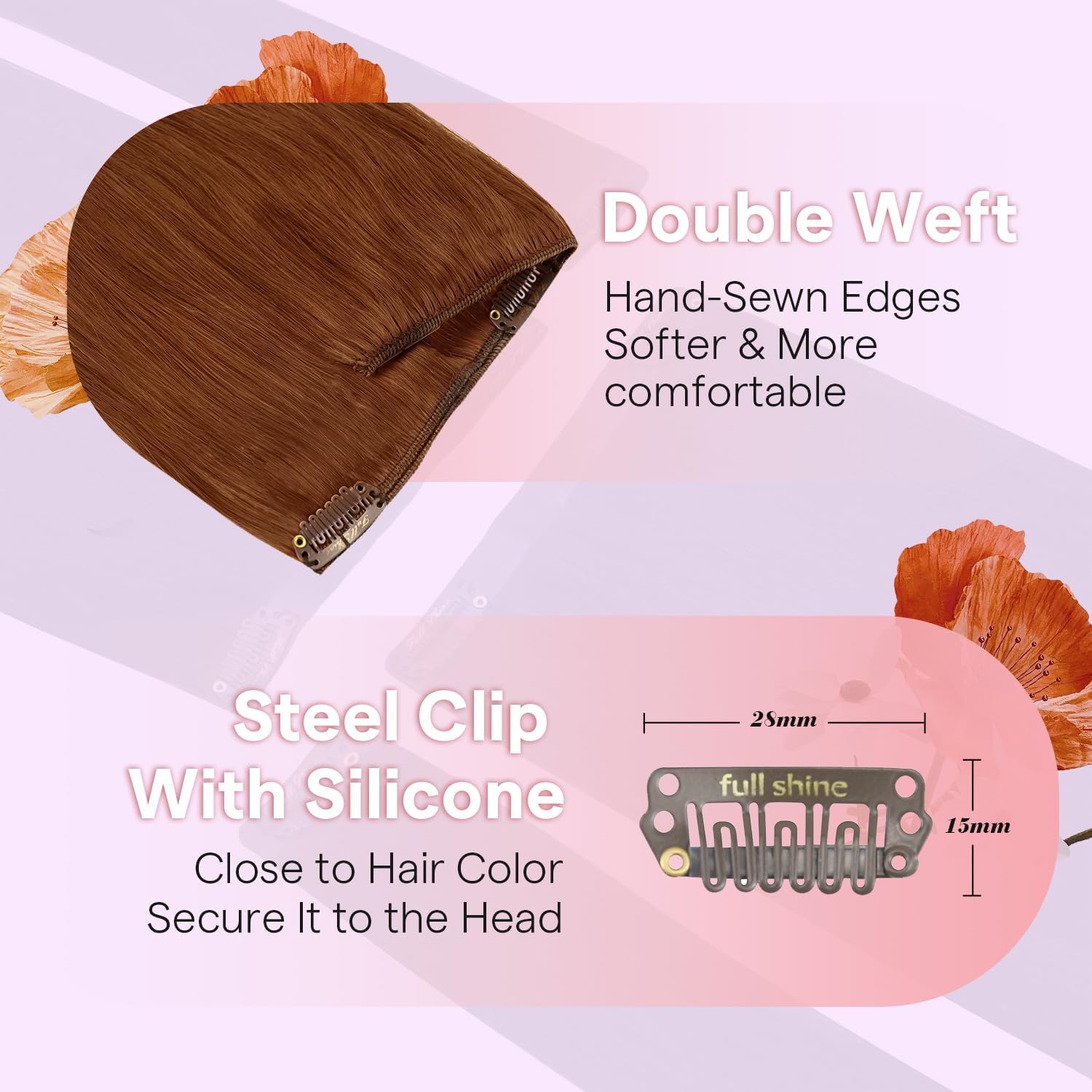 Amazon.com : Full Shine Copper Hair Extensions Clip in, 20 