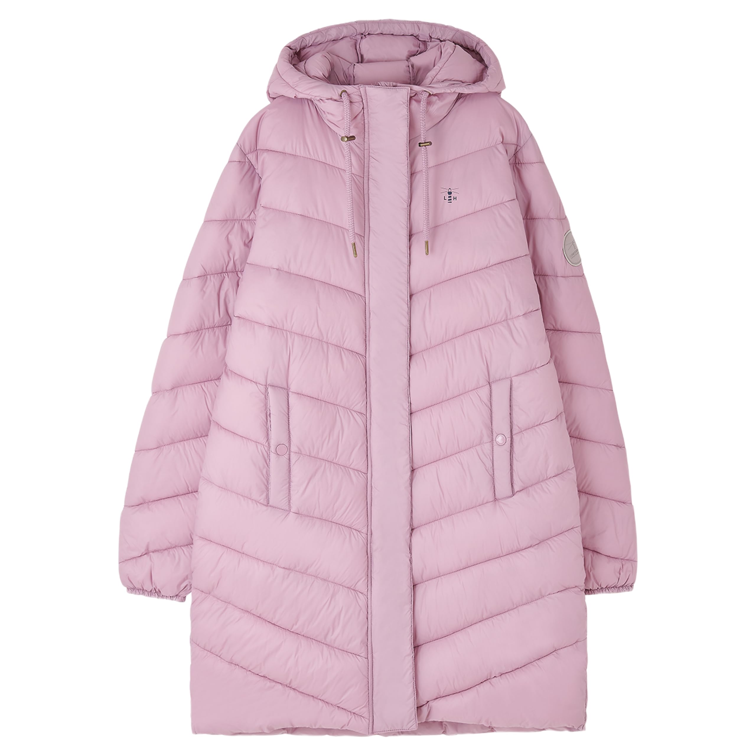 LightHouse Womens Laurel Warm Coat - Ladies Outdoor Long Padded Puffa Jacket with Hood - Wild Rose - 12