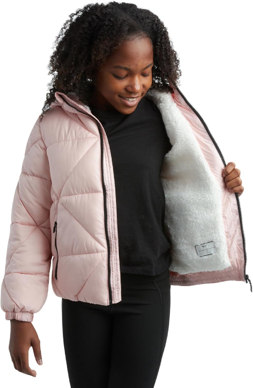 Reebok Girls Winter Coat - Heavyweight Quilted Sherpa Fur Lined Cropped Parka Puffer Jacket - Warm Winter Coats for Girls - Image 2