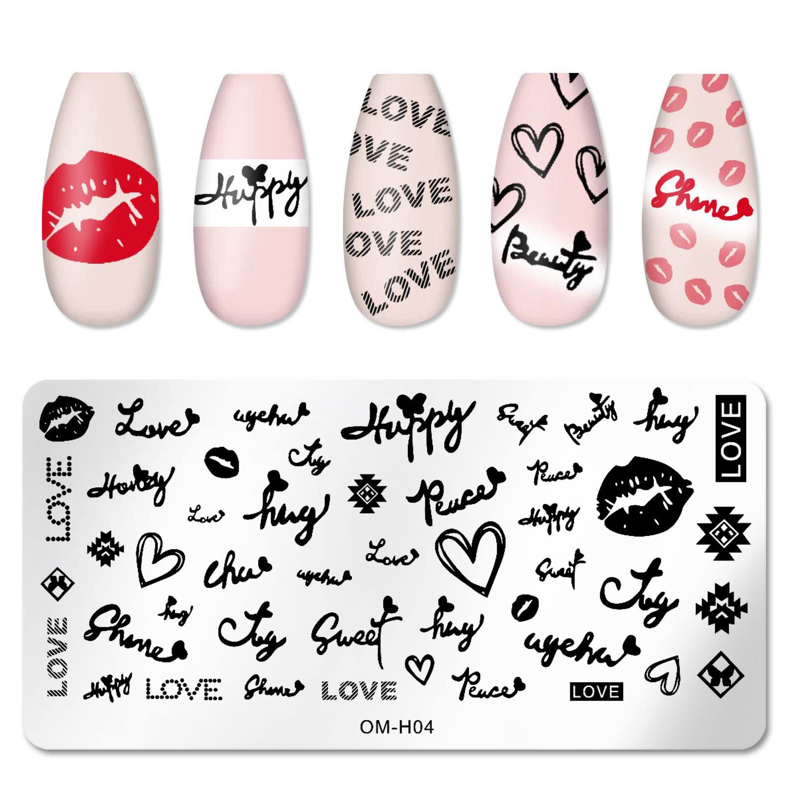 MWOOT 6 Pezzi Stamping Nail Art, Modelli Multipli per Stencil Unghie Nail Art, Unghie Piastre Manicure Nail Piastra, Unghie Timbro Scraper Piatti Templates per Decorazione Unghie