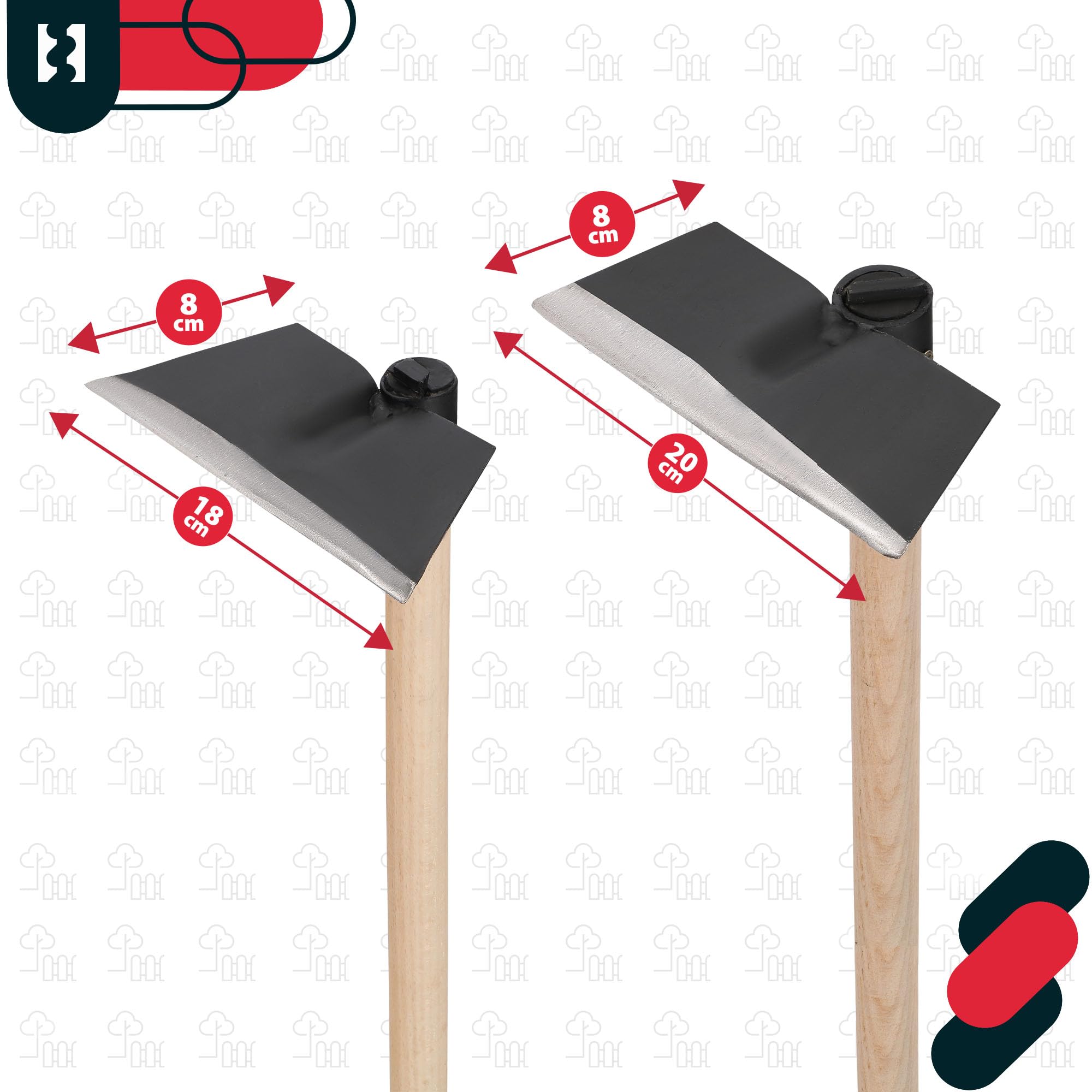 KOTARBAU® Gartenhacke Trapezform mit Holzstiel 115 cm Hacke Unkrauthacke Pflanzhacke Gartenwerkzeug zum Umpflanzen Jäten Gartenpflege Gartenzubehör Gartengeräte Garten Handwerkzeuge 200 x 80 mm