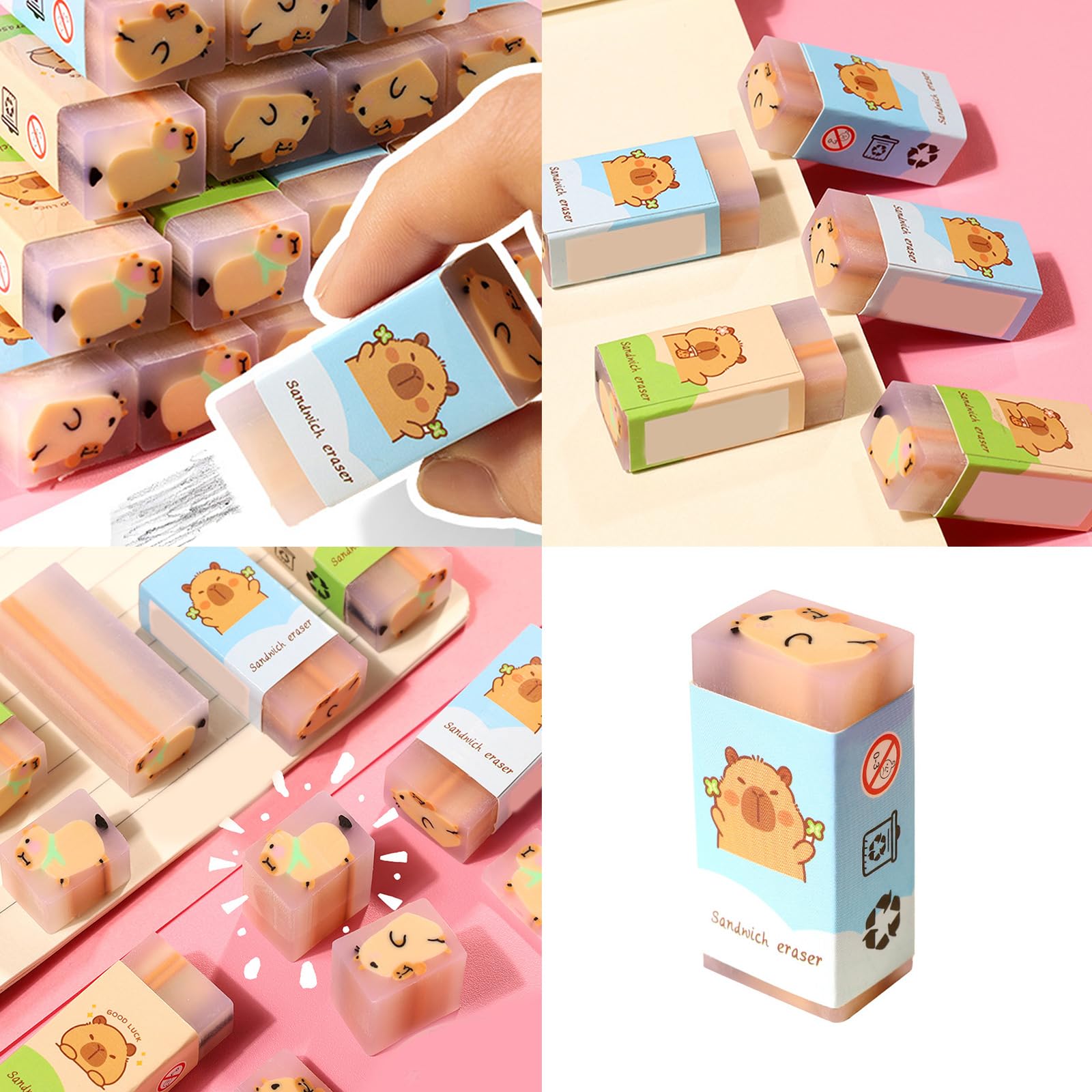 36 gomme colorate per cancellare a forma di animale, per studenti, bambini, aula, ricompensa, PVC, gomma morbida