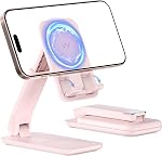 iWALK Magnetic Phone Stand for Desk, Angle and Height Adjustable Cell Phone Stand, Foldable Mobile Stand for iPhone Series, Samsung & Android Series, Black