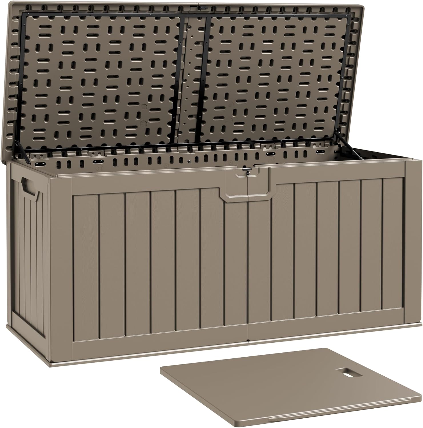 Patiowell 30 Gallon Resin Deck Box, Outdoor Storage Box for Patio Furniture, Deliveries, Pool Supplies,Waterproof and Lockable, Grey