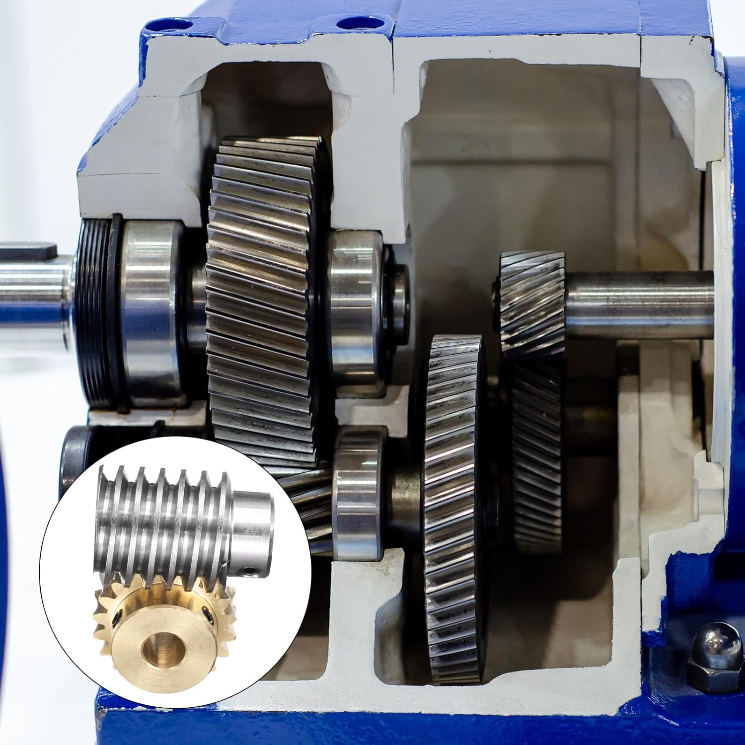 uxcell Worm Gear Set 20T 1.5 Module 20:1 Reduction Rate, Right Rotation Drive Gear Box Wheel Reduce Transmission Part (Brass Gear-10mm Bore, #45 Steel Rod 10mm Bore)