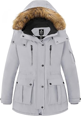 Wantdo Plus Size Winter Coats for Women Parka Overcoat Warm Winter Jacket with Hood